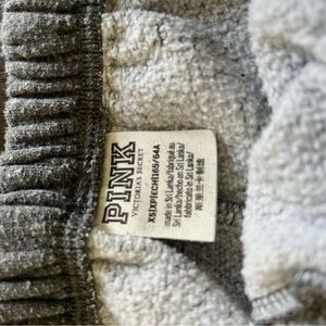 Grey, Pink(the brand) sweatpants. Baggy, super comfy.